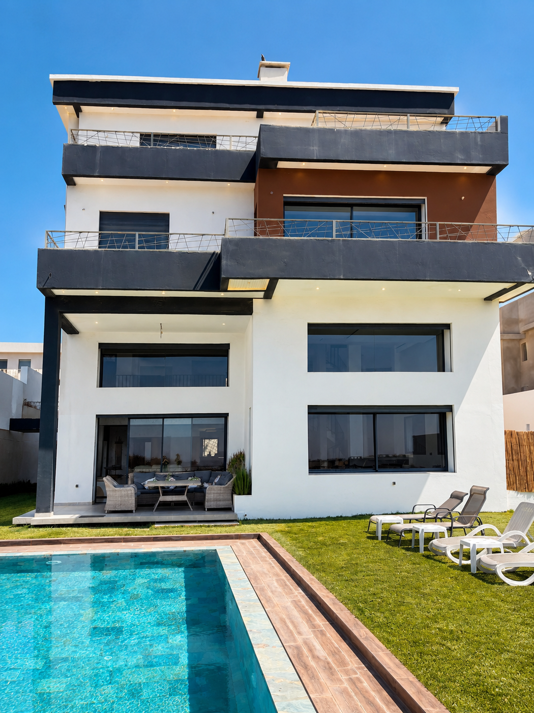 Rochal villa facade and pool